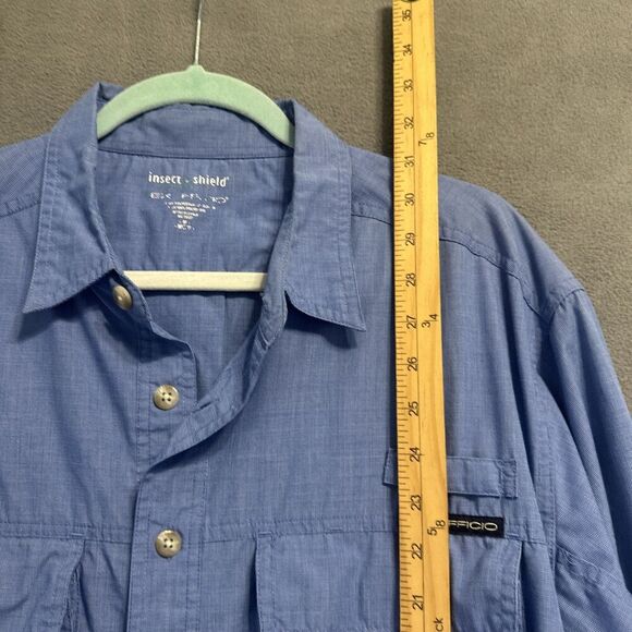 Exofficio Insect Shield Button Up Shirt Mens Size M Blue Hiking Fishing Camping - Picture 5 of 12